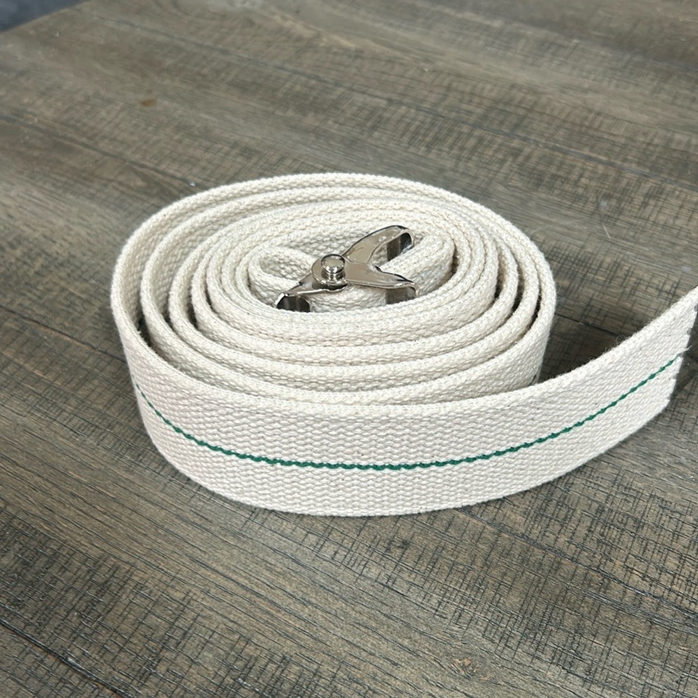 Posey Cotton Gait /transfer Belt, Metal Buckle, White/with Green Stripe 78”.